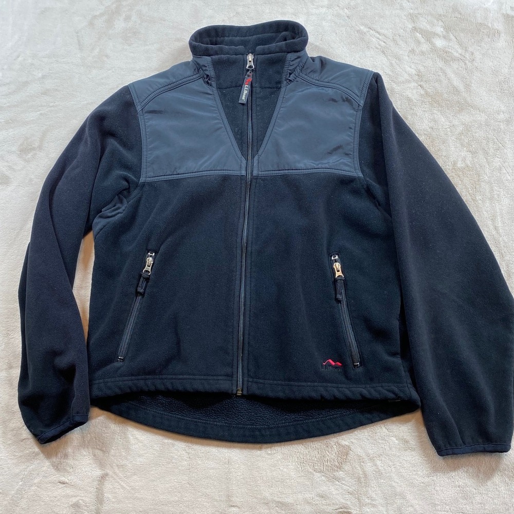 L.L.Bean All Conditions Black Full Zip Fleece Jacket Womens Mock Neck Small S